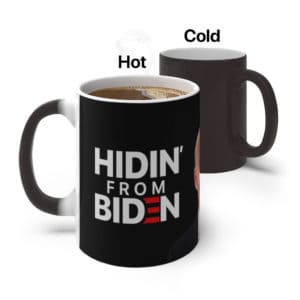 Hidin' From Biden Color Changing Mug showing hot and cold states