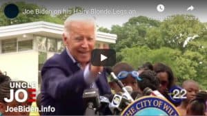 Joe Biden's Hairy Legs Turning Blonde in the sun and kids sitting on his lap at a pool as a lifeguard