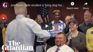 Joe Biden called a student a "lying dog-faced pony soldier" when asking about his poor performance in the early state primaries and caucuses.