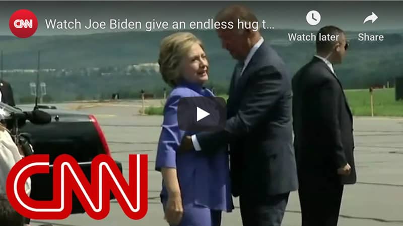 Joe Biden gives awkwardly long hug to Hillary Clinton