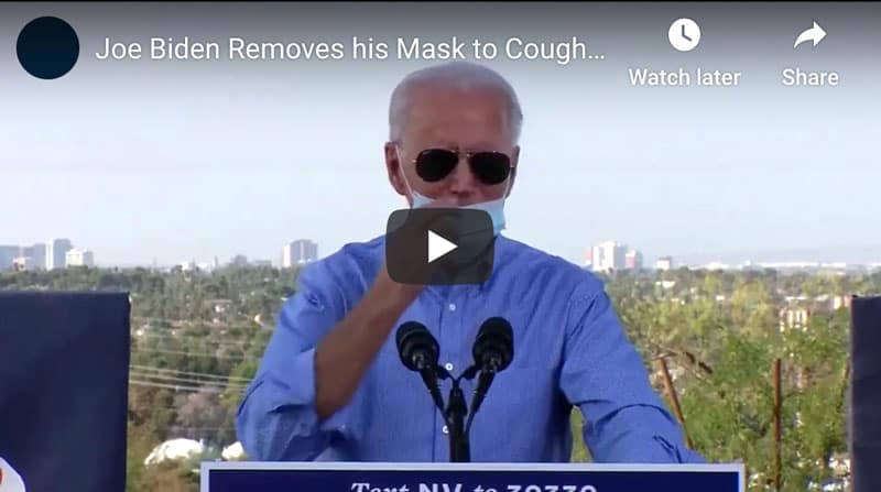 Joe Biden Takes Off Mask to Cough In His Hand