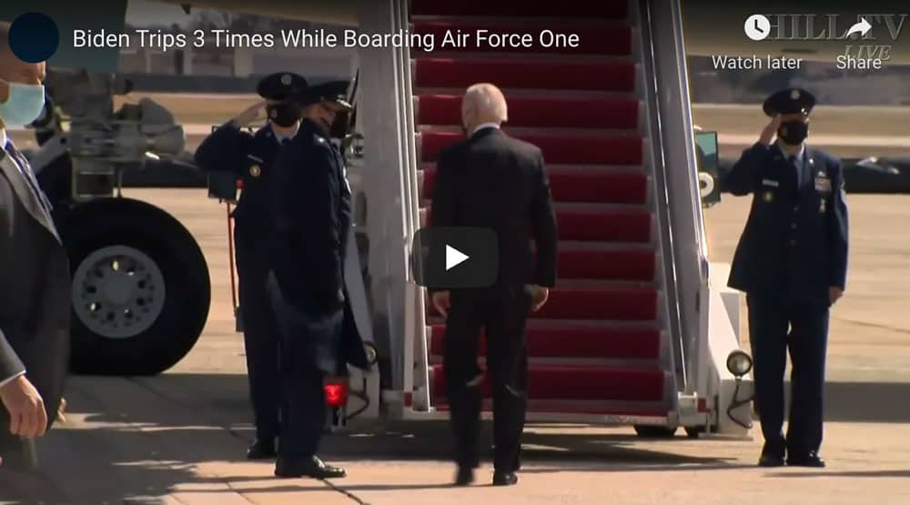 Joe Biden Trips 3 Times While Boarding Air Force One